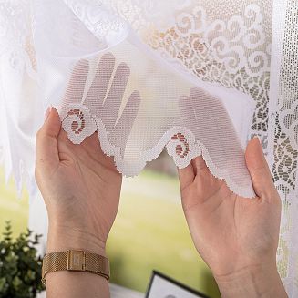 Firanka żakardowa gotowa na żabki MODESTA 250x150 biała