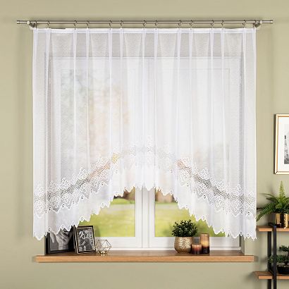 Firanka żakardowa gotowa na żabki MODESTA 250x150 biała