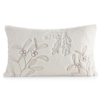 Poszewka dekoracyjna świąteczna 30x50 Eurofirany kremowa z ozdobnym złotym haftem