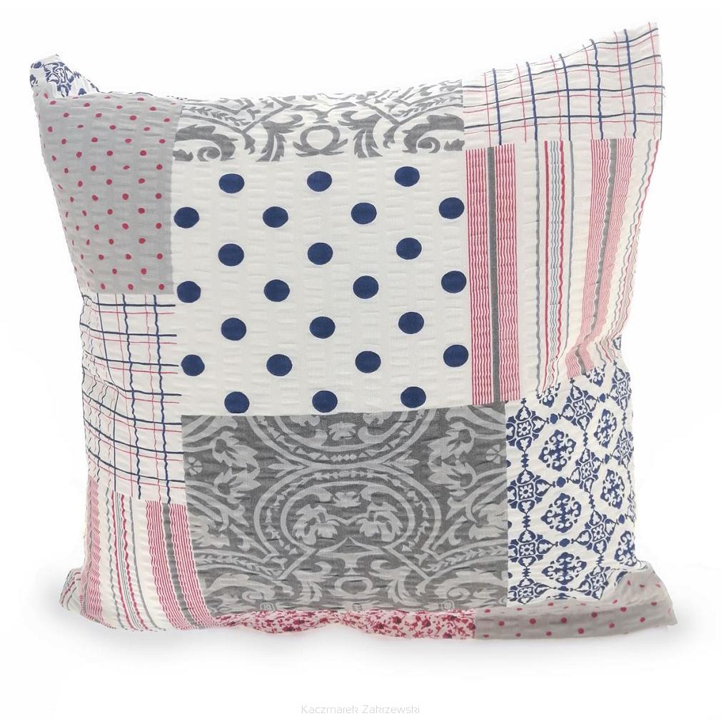 Poszewka z kory 40x40 wzór bordowa granatowa kratka patchwork