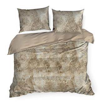 Pościel satynowa SPRING 220x200 Eurofirany jasnobrązowa beżowa wzór a'la marmurek