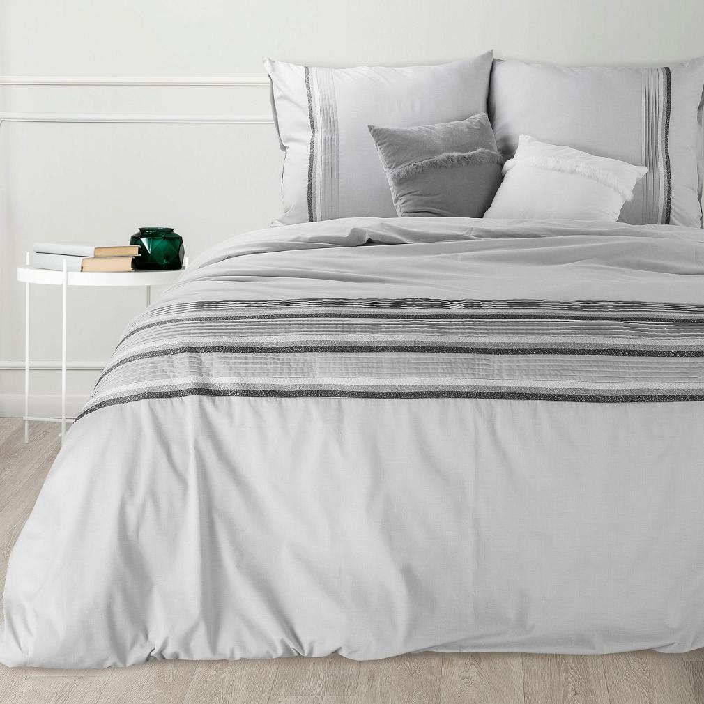 Pościel satynowa GWEN 160x200 Eurofirany jasnoszary/stalowy/srebrny