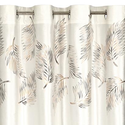 Zasłona gotowa na przelotkach IDALIA 140x250 Eurofirany kremowa nadruk w złote piórka