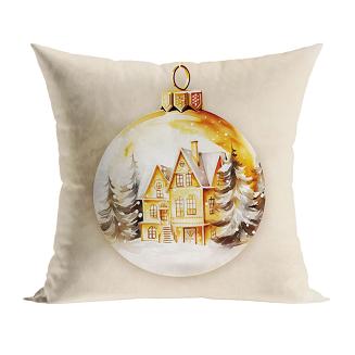 Poszewka dekoracyjna świąteczna ZŁOTA BOMBKA 40x40 welwetowa beżowa