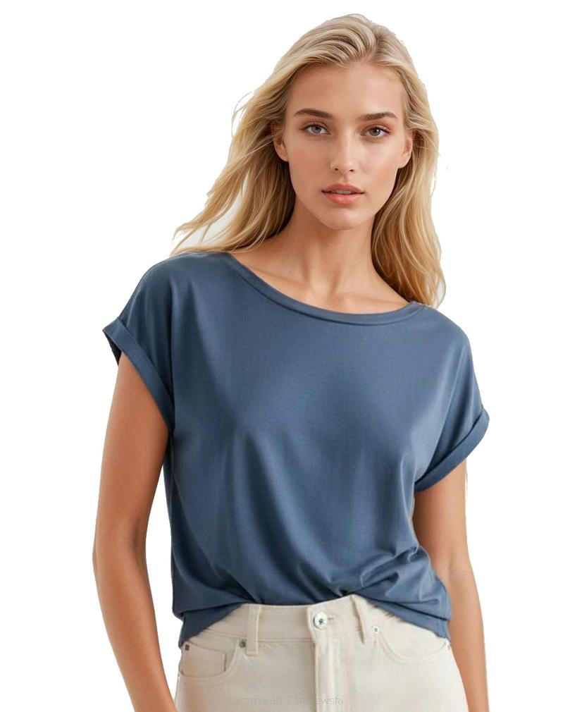 Koszulka damska oversize z krótkim rękawem Norilla granatowa