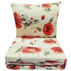 Pościel z kory 200x220 maki na kremowym tle