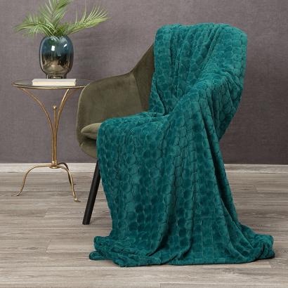 Koc narzuta ZOE 150x200 Eurofirany ciemnoturkusowy wytłaczany wzór