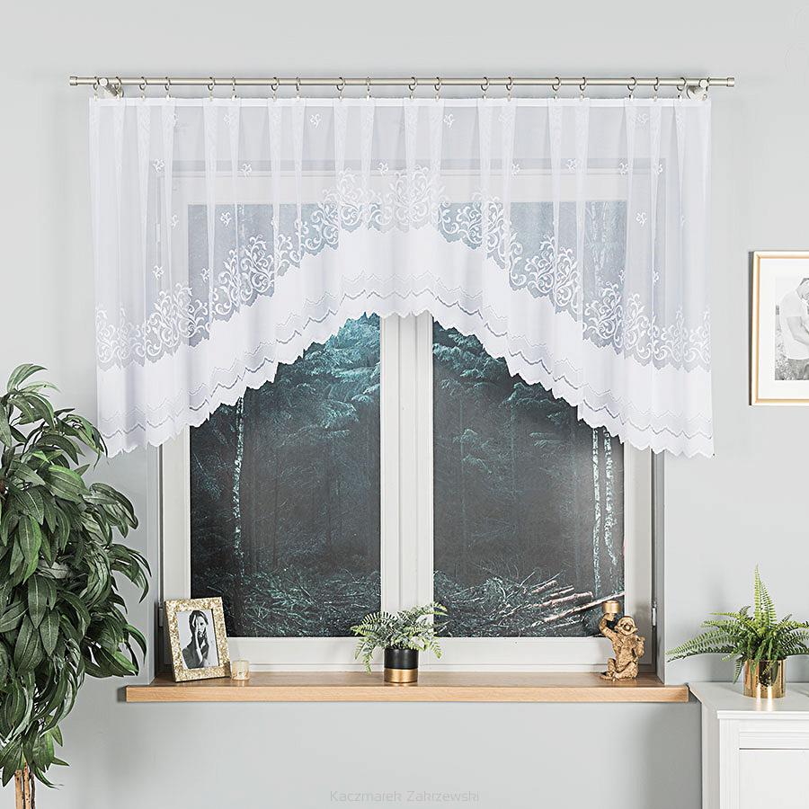 Firanka żakardowa gotowa na żabki GENOWEFA 300x100 biała