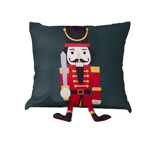 Poszewka dekoracyjna świąteczna 45x45 Nut Cracker welurowa zielona dziadek do orzechów