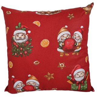 Poszewka bawełniana świąteczna 40x40 czerwona słodkie mikołaje