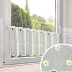 Zazdrostka firana gotowa na tunelu szelkach BELLIS 150x40 Eurofirany biała w stokrotki