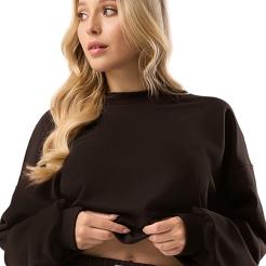 Bawełniana bluza dresowa z długim rękawem Babell kod 3009 brązowa