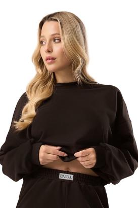 Bawełniana bluza dresowa z długim rękawem Babell kod 3009 brązowa