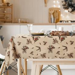 Obrus świąteczny MELODY 140x180 Eurofirany beżowy