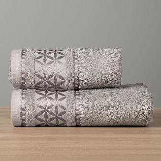 Ręcznik bawełniany PAOLA 50x90 szary z bordiurą w rozety