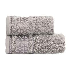 Ręcznik bawełniany PAOLA 50x90 szary z bordiurą w rozety