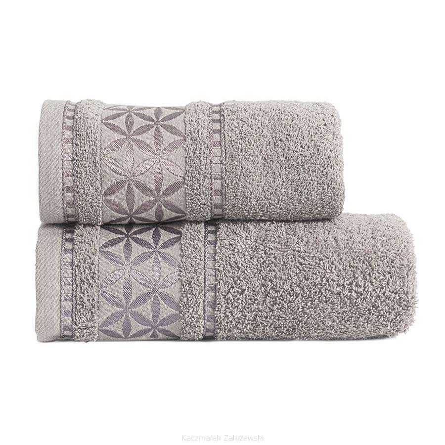 Ręcznik bawełniany PAOLA 50x90 szary z bordiurą w rozety