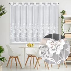 Firana gotowa na przelotkach NATALI 350x150 Eurofirany biała haftowana w kwiaty