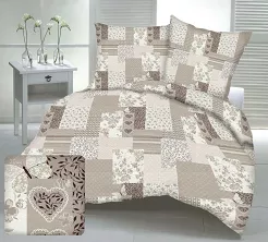 Pościel z kory 200x220 beżowa patchwork serca motyle kwiaty
