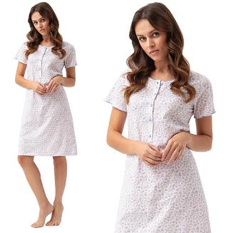 Koszula damska LUNA kod 45 biała niebieska listki