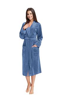 Szlafrok damski kod 361 LUNA welur niebieski