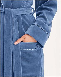 Szlafrok damski kod 361 LUNA welur niebieski