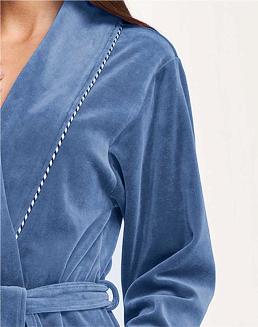 Szlafrok damski kod 361 LUNA welur niebieski