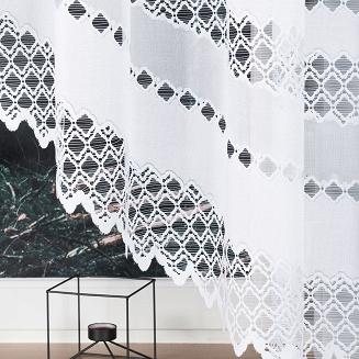 Firanka żakardowa gotowa na żabki FILOMENA 340x160 biała