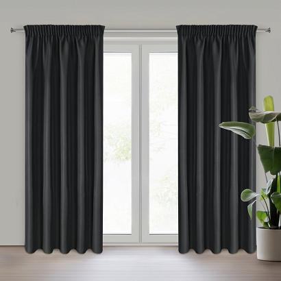 Zasłona gotowa na taśmie RITA 140x270 Eurofirany czarna