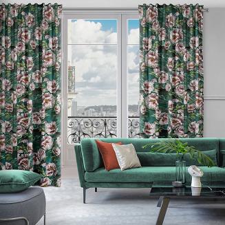 Zasłona gotowa na taśmie PALMERA 140x270 Eurofirany zielony