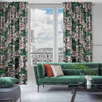 Zasłona gotowa na taśmie PALMERA 140x270 Eurofirany zielony