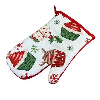 Rękawice kuchenne 18x27 z magnesem 2 szt. świąteczne białe czerwone świąteczne muffinki