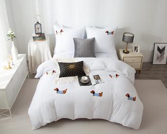 Biała Pościel w Pieski Jamniki 160x200 CUTY JAMNIK