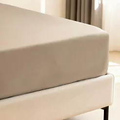 Prześcieradło bambusowe z gumką 200x220 ciemnobeżowe