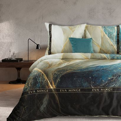 Pościel satynowa SELENA 160x200 Eva Minge Eurofirany beżowa turkusowa