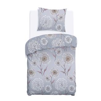 Pościel flanelowa FLANELOVE 140x200 delikatne dmuchawce na szarym tle