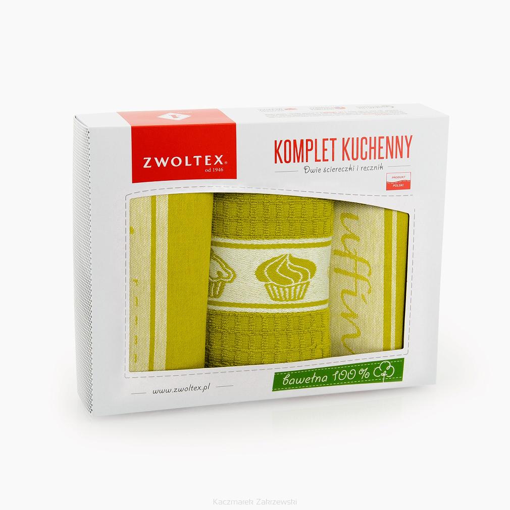 Komplet ścierek kuchennych 2+1  ZWOLTEX wzór MUFFIN limonkowy