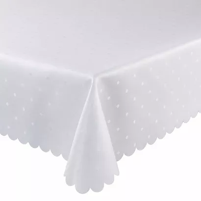 Obrus dekoracyjny plamoodporny140x140 biały w groszki