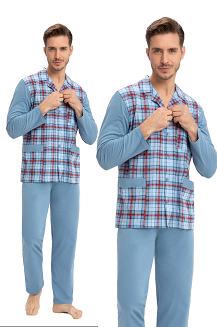 Piżama męska LUNA kod 797 rozpinana niebieski