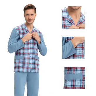 Piżama męska LUNA kod 797 rozpinana niebieski