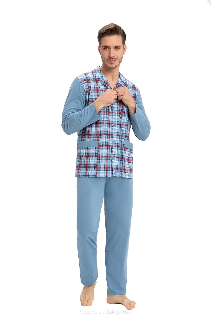 Piżama męska LUNA kod 797 rozpinana niebieski