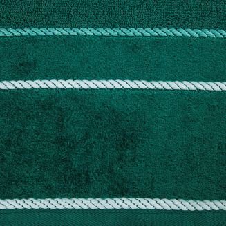 Ręcznik bawełniany z welurową bordiurą w ozdobne paseczki NEL 30x50 Eurofirany ciemnozielony