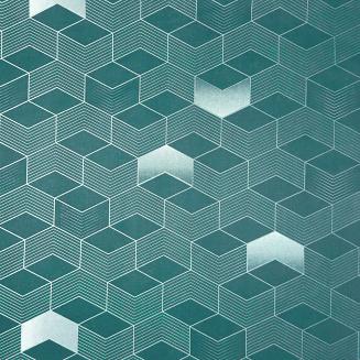 Pościel bawełniana 160x200 turkusowa biała heksagonalna elegancja