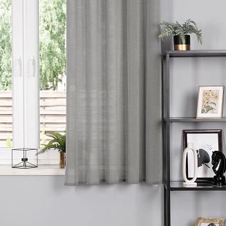 Zasłona gotowa na przelotkach BASIC 145x170 półprzezroczysta szara