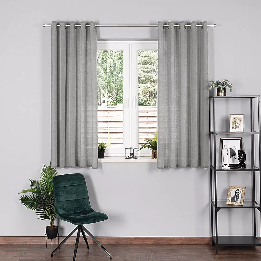 Zasłona gotowa na przelotkach BASIC 145x170 półprzezroczysta szara