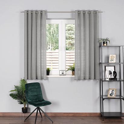 Zasłona gotowa na przelotkach BASIC 145x170 półprzezroczysta szara