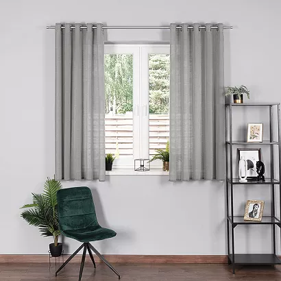 Zasłona gotowa na przelotkach BASIC 145x170 półprzezroczysta szara
