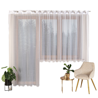 Firanka żakardowa gotowa na szelkach ELZA 140x230 biała