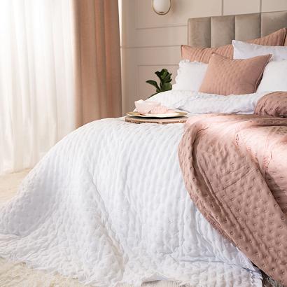 Narzuta dekoracyjna z falbaną WERONA 200x220 biała