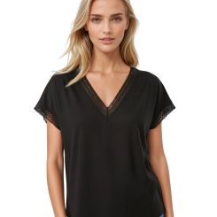 Bluzka damska z dekoltem w serek Flaviana czarna